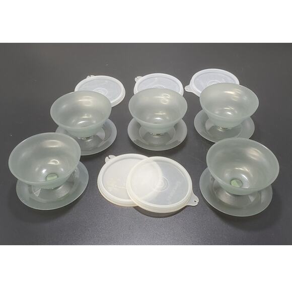 Tupperware Vintage Parfait Cups Set of 5 Dessert Pudding Ice Cream Sundae Gray - Picture 3 of 4